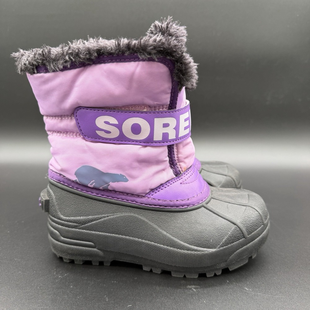 Sorel Snow Commander Winter Boots Kids 13 Gumdrop Purple Violet Insulated Liner
